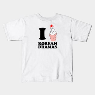 i love korean drama finger heart black Kids T-Shirt